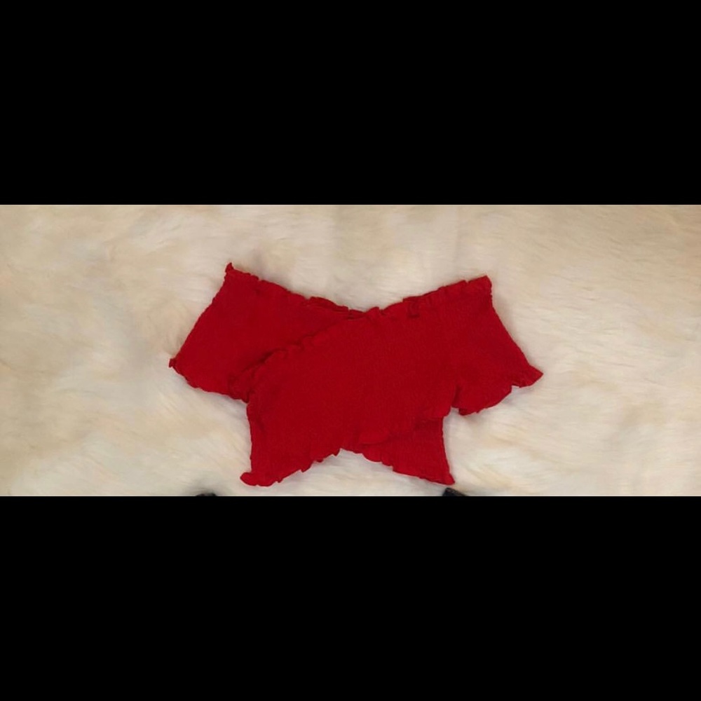 Cross Wrap Frill Crop Top